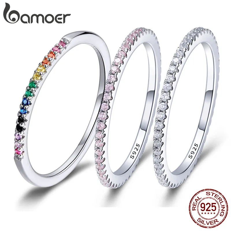 Top-Selling US Dropshipping Product Jewelry 2025: BAMOER Sterling Silver CZ Stackable Ring